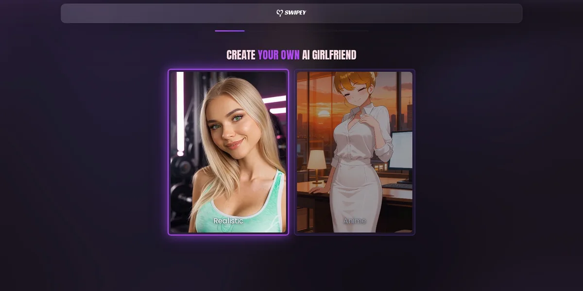 Swipey official realistic and anime character creation choice.